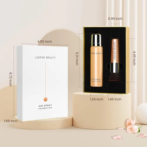 Vista 7 de Warm Peach - Juego de base de aerógrafo con cepillo de maquillaje suave, ligero, de larga duración, control de aceite, cobertura completa para todo