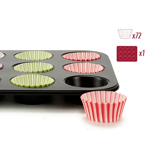 Vista 4 de Moldes para Magdalenas Kinvara Azul Negro Rojo Verde Morado Multicolor 7 x 7 x 3 cm 35 x 3 x 26,5 cm Bandeja para Horno