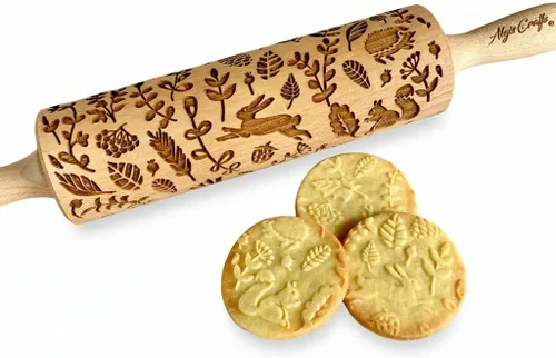 Vista 6 de Rodillo de Repostería con Relieve de LADRILLOS. Rodillo para Masa Grabado con Láser con Patrón de Pared para Galletas en Relieve o Cerámica por