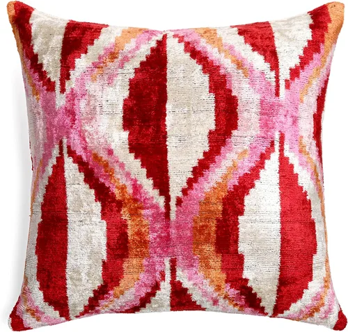 Vista 5 de CANVELLO -Exquisita almohada/cojín de plumón: almohadas de plumas elegancia y arte Almohadas icónicas con diseño Ikat Seda de terciopelo suave