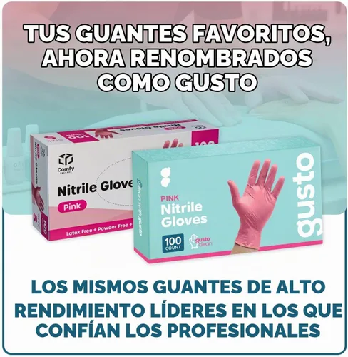 Vista 2 de GUSTO Disposable Pink Nitrile Gloves Latex-Free & Rubber-Free, Powder-Free, Tear & Puncture Resistant, Flexible Fit, Food Handling, Cleaning &
