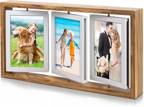 Vista 15 de ZEEYUAN Marco de fotos plegable con bisagras de 4 x 6 y 5 x 7 pulgadas, regalos para mamá madre, día de la madre, regalos para mamá de hija hijo