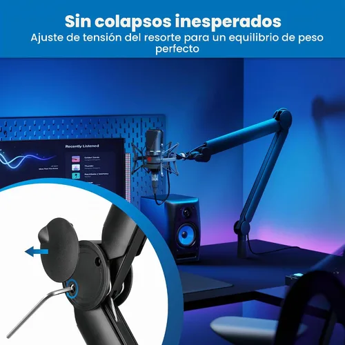 Vista 4 de Mount-It! Brazo de micrófono, brazo de micrófono, soporte de escritorio ajustable de micrófono de movimiento completo, para transmisión