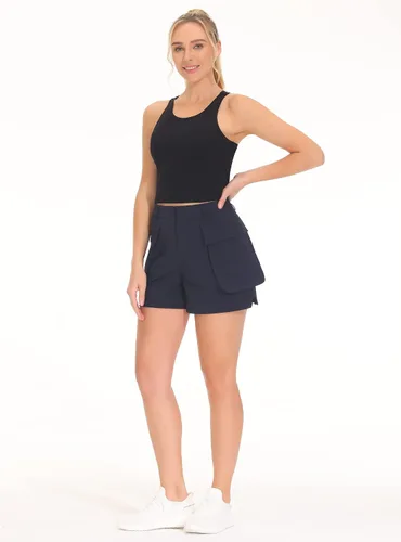 Vista 5 de THE GYM PEOPLE Brasier deportivo de espalda cruzada para mujer, con cuello alto y relleno extraíble, para entrenamiento, yoga