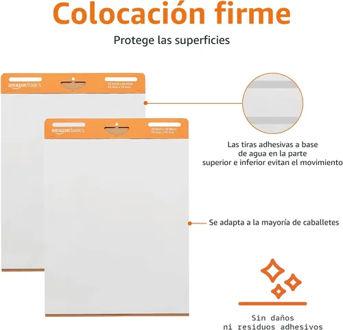 Vista 3 de Amazon Basics Almohadillas adhesivas de caballete para presentaciones, 25 x 30 pulgadas, color blanco, 2