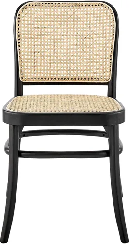 Vista 4 de Modway Winona Elm - Asiento de ratán de caña de madera, silla auxiliar de comedor, color negro