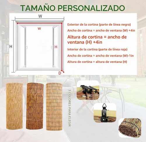 Vista 5 de Persianas de bambú para exteriores, persiana enrollable, persianas de bambú para ventanas de interior, persianas de bambú personalizadas, cortina