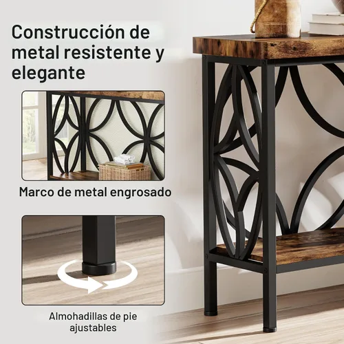 Vista 7 de Tribesigns - Mesa de sofá estrecha de 70.9 pulgadas, mesa de sofá larga industrial detrás del sofá, mesa consola de entrada con almacenamiento