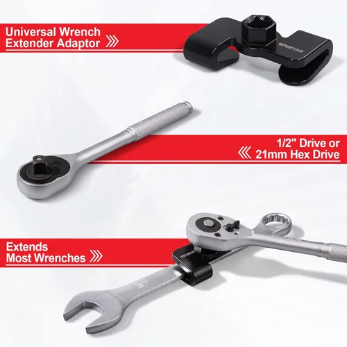 Vista 4 de Spurtar Herramienta Extensor de Llave, Adaptador Extensor de Llave Ajustable para 1/2 Pulgada de Accionamiento o 21mm de Accionamiento Hexagonal
