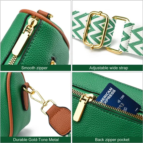 Vista 6 de YAVCOOL Bolso cruzado pequeño para mujer, con correa ancha, diseño moderno, bolso cruzado y bolso con cremallera superior