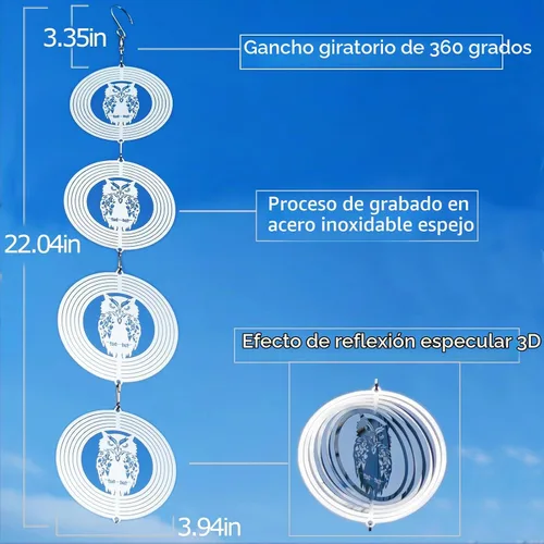 Vista 2 de DJUAN 12 discos búho pájaro susto conjunto brillante viento spinner