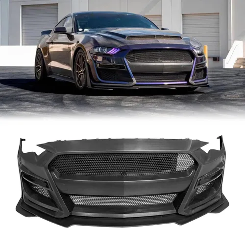 Vista 10 de FREEMOTOR802 Defensa delantera para Ford Mustang 2015-2017, estilo GT500. Kit de conversión de cubierta completa de defensa delantera en negro