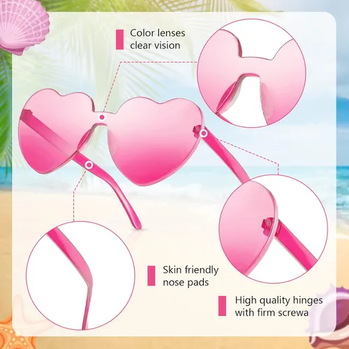 Vista 3 de RTBOFY Gafas de sol de corazón para fiesta de moda, estilo Queen, sin montura en forma de corazón para mujer, recuerdo de fiesta