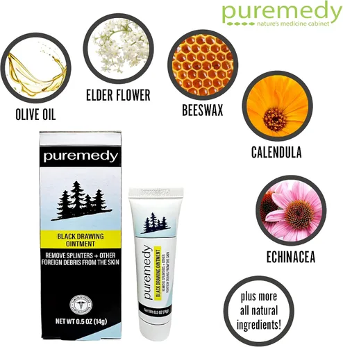 Vista 3 de Puremedy - Ungüento de dibujo negro - Crema de dibujo natural para heridas, quemaduras, quistes e irritaciones de la piel, ungüento orgánico