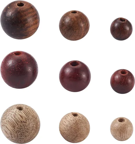 Vista 2 de Craftdady 240 cuentas redondas de madera natural de 0.236 pulgadas/0.315 pulgadas/0.394 pulgadas/0.394 pulgadas/0.394 pulgadas / 0.394 pulgadas