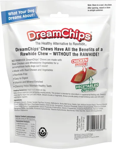 Vista 3 de DreamBone DreamChips - Masticables para perros sin cuero crudo hechos con pollo y verduras reales, 24