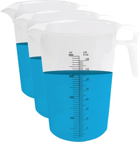 Vista 9 de ACCUPOUR 8 onzas (250 mL) jarra medidora, de plástico, multiusos - Excelente para productos químicos, aceite, piscina y césped - Incrementos