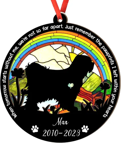Vista 107 de Adorno personalizado para atrapasoles de sabueso afgano, adorno de Navidad de sabueso afgano, regalo para perro amante, sabueso afgano conmemorativo