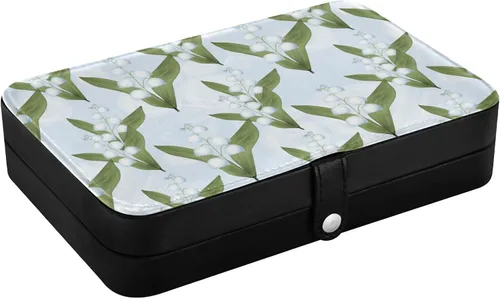 Vista 3 de Lilies Valley - Joyero organizador pequeño de piel sintética para aretes, organizador de collar y anillo, organizador de almacenamiento para regalos