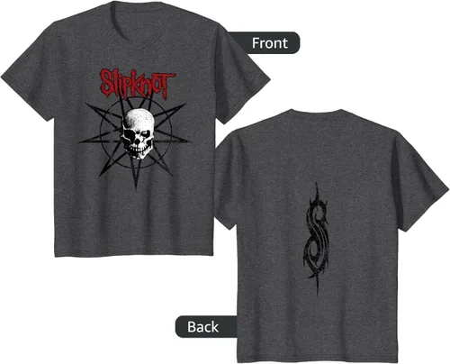Vista 16 de Slipknot Skull playera Estrella, hombre 2XL, Jaspeado oscuro Asfalto