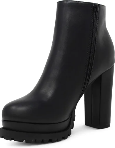 Vista 4 de MARCOREPUBLIC Uganda - Botines para mujer con punta redonda y tacón grueso apilado