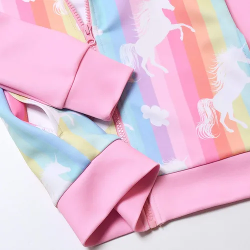 Vista 5 de Jxstar Sudadera raglán con capucha y cremallera para niñas con bolsillos