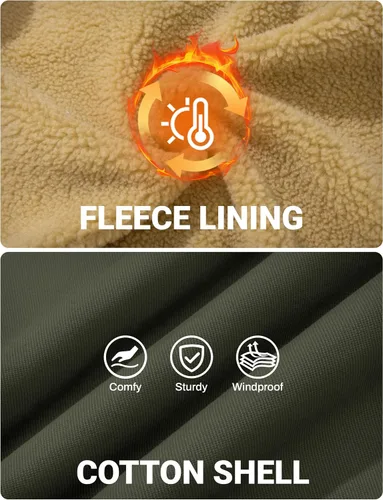 Vista 5 de MAGCOMSEN - Chaquetas de invierno para hombre, gruesas, con forro polar térmico, chaquetas forradas de algodón cálido tipo sherpa, con múltiples