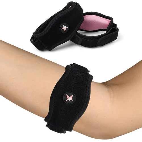 Vista 9 de RiptGear Codera de tenis para mujeres y hombres, codera para tendinitis y codo de tenista, correa para el codo para aliviar el dolor de tendón, Azul