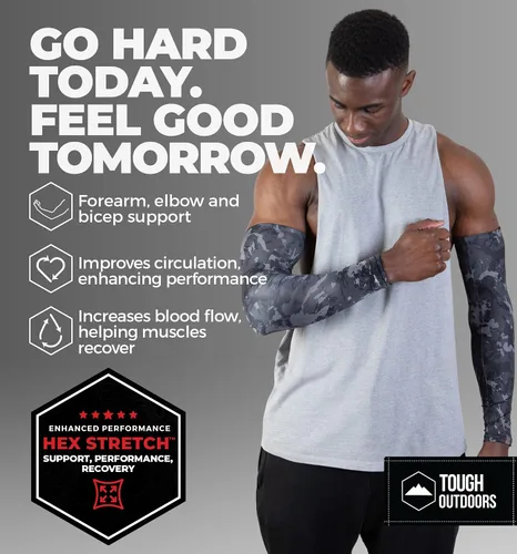Vista 2 de Tough Outdoors Mangas deportivas de compresión para hombres y mujeres, para jóvenes, niños, baloncesto, tiro de fútbol, béisbol