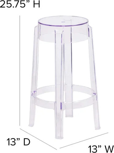 Vista 3 de Flash Furniture Taburete Laney de altura de mostrador transparente de 25.75 pulgadas