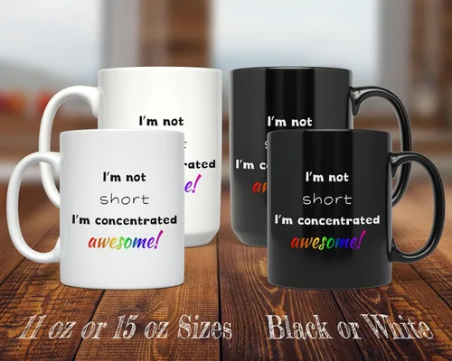 Vista 3 de PixiDoodle Funny Awesome - Taza de café para persona corta (11 onzas, negro)