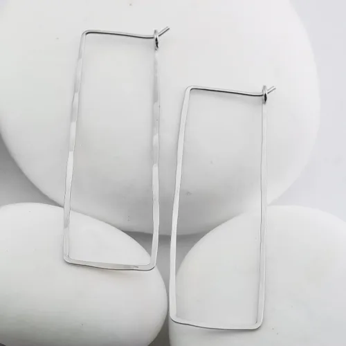 Vista 135 de Aretes de aro finos martillados, elegantes plata esterlina geométrica sólida, relleno de oro y relleno de oro rosa; para mujer por Lotus Stone