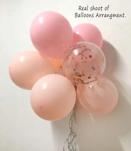 Vista 3 de Globos de confeti de oro rosa y rosa - 50 unidades, 12 pulgadas, para decoraciones de fiesta de cumpleaños