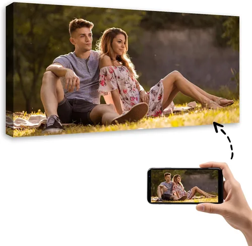 Vista 31 de YYYYHPP Impresiones en lienzo con tus fotos, arte de pared personalizado de foto a lienzo, impresión en lienzo para boda, familia, bebé, mascotas