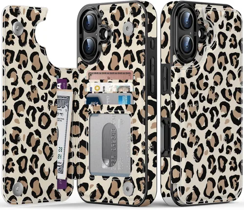 Vista 254 de LETO para iPhone 15 Pro Funda tipo cartera - Tapa tipo folio con patada - Diseños de moda - Tarjetero - Funda protectora para mujeres y niñas - 6.1
