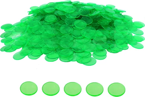 Vista 8 de GSE Games & Sports Expert Blue Bingo Chips, 1,000 piezas de 3/4 pulgadas de alto contraste transparente para juegos de bingo, fiestas