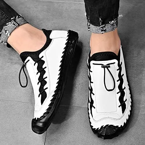 Vista 6 de LZDZN Zapatos casuales para hombre para hombre, mocasines de cuero, vestido para conducir, negro, marrón, amarillo, blanco, tamaño grande, ancho