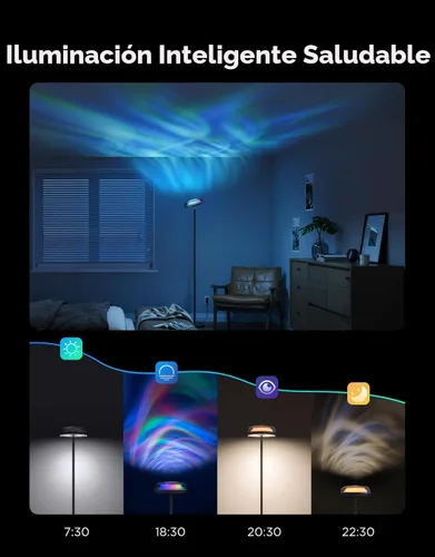 Vista 6 de Govee Uplighter - Lámpara de pie para sala de estar, proyector de ondulación RGBIC, lámpara de pie para dormitorio, compatible con SmartThings