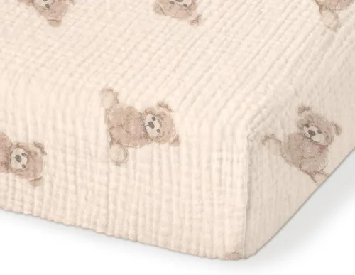 Vista 21 de Sábanas orgánicas para cuna de bebé de 33 x 17 pulgadas, 100% algodón de muselina para bebé, niña, niño, funda de colchón ajustable suave compatible