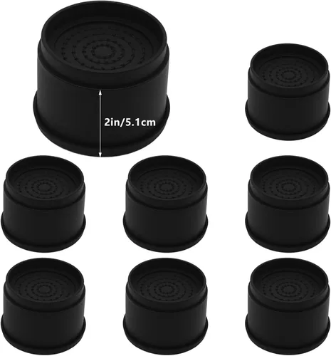 Vista 12 de 4 juegos de elevadores de muebles - elevadores de cama negros de 1", 2" o 3" pulgadas, elevadores redondos apilables resistentes para mesa, sofá