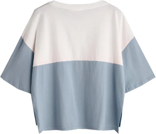 Vista 2 de SweatyRocks - Camiseta holgada informal de media manga con bloque de color para mujer