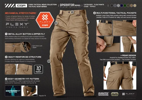 Vista 5 de CQR Men's Flex Stretch Tactical Pants, Water Resistant Ripstop Cargo Pants, Lightweight EDC Outdoor Hiking Work Pants