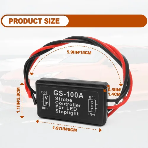 Vista 2 de 2 luces de freno estroboscópicas de 12 a 30 V, módulo de flash LED, controlador estroboscópico de flash para luz de freno, luz de freno trasera