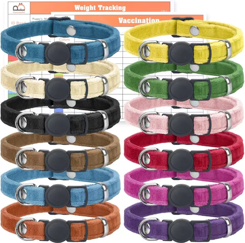 Vista 10 de GAMUDA 12 collares reflectantes para identificación de cachorros, juego de nailon suave, bandas de arena con hebilla ajustable con 2 gráficos