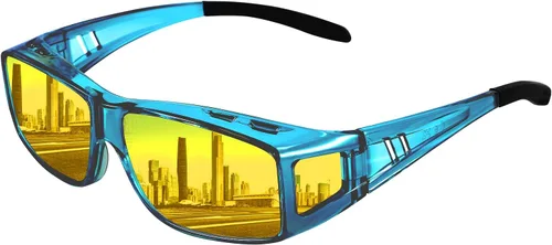 Vista 9 de Anti Glare Polarized Night Driving Glasses，Fit Over Prescription Eyeglasses for Men Women