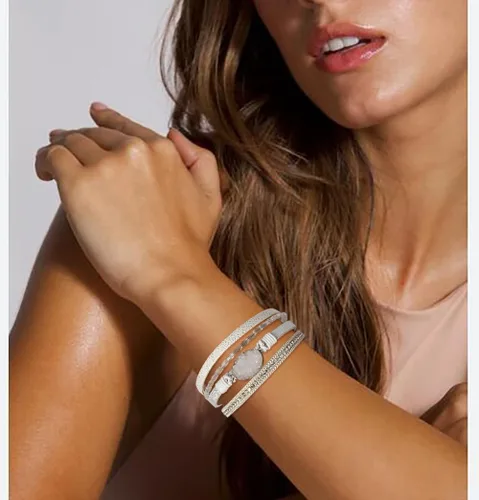 Vista 4 de Wovanoo Juego de 3 pulseras de cuero con cierre magnético, pulseras trenzadas para mujeres y niñas