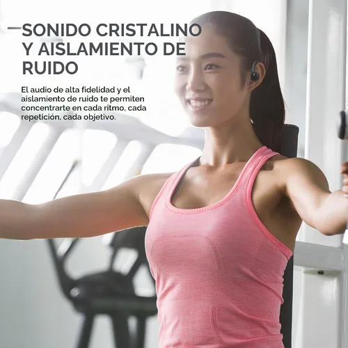 Vista 2 de Auriculares Bluetooth inalámbricos verdaderos, ganchos para los oídos a prueba de sudor, tiempo de reproducción de 14 horas, color negro