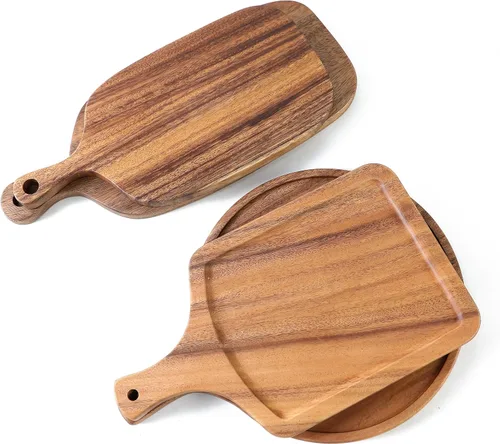 Vista 8 de Tabla de quesos de madera prémium con mango cuadrado de 15 pulgadas, tabla de cortar de madera de nogal 100% natural, accesorio de cocina duradero