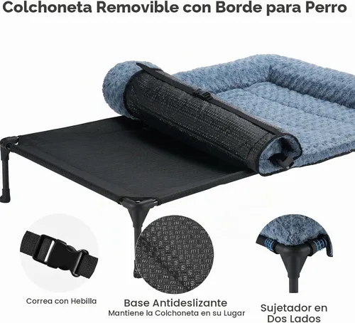 Vista 3 de Veehoo Cama elevada ortopédica para perro con cojín extraíble de felpa de rosa, 41 x 27 pulgadas, cama lavable para perro, cuna elevada