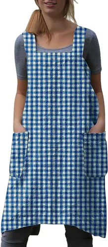 Vista 15 de WROLEM Women's Cross Back Pinafore Apron with Large Pockets Home Kitchen, Restaurant, Coffee house,Cooking Gardening Works